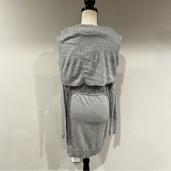 Victoria's Secret Sweater Dress Medium Long Sleeve Knee Sheath Cowl Stone - Picture 6 of 11